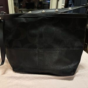 Coach Black Signature Tote with Studded Strap
